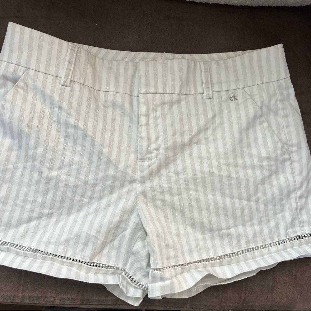Calvin Klein Women's Striped White Shorts